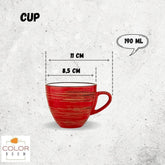 Wilmax Porzellan Tassen Set Rot 190 ml, 6er-Set Klassisch WL-669235/AB6